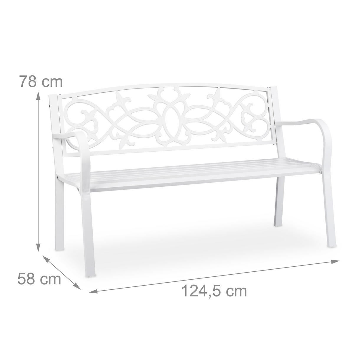 GARTENBANK - Weiß, Metall (124.5/78/58cm) - Relaxdays