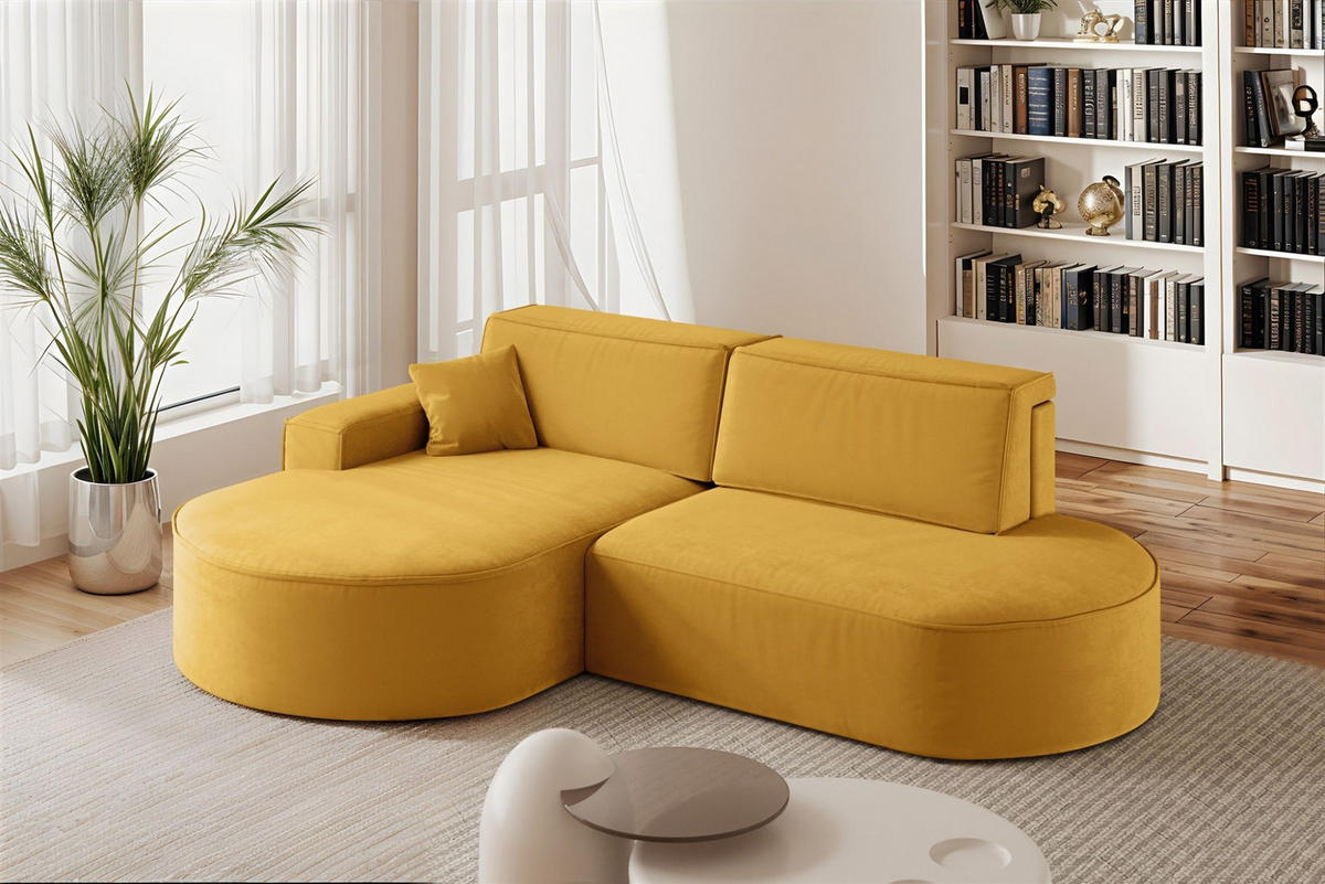ECKSOFA Venedig Mit Schlaffunktion - Gelb, Holzwerkstoff/Textil (278/179cm) - Fun Möbel