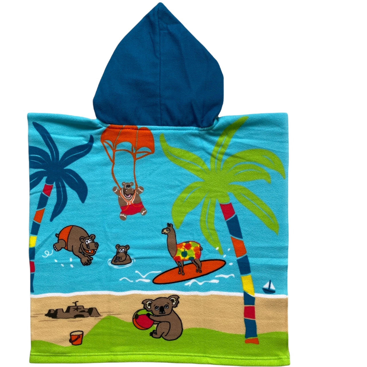 MIKROFASER-PONCHO Kind Colonia - Blau, Textil (Einheitsgrößenull) - LE COMPTOIR DE LA PLAGE