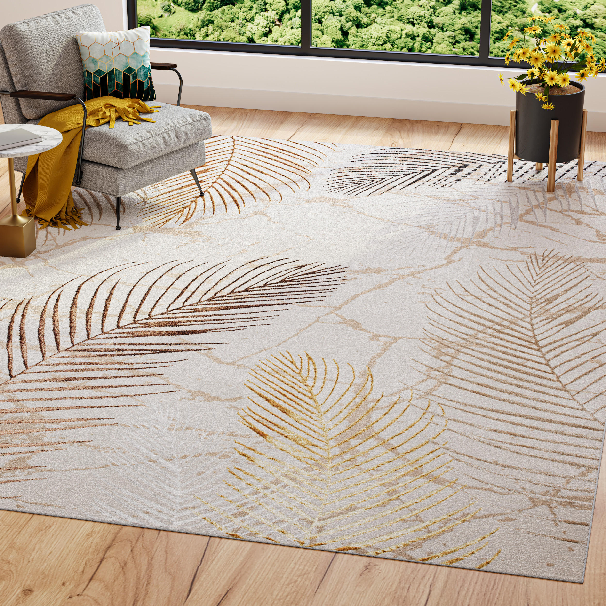 TEPPICH GOLDEN Creme Braun 160/230 cm - Braun, Kunststoff (160/230cm) - Tapiso