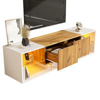 TV-SCHRANK in Weiß/Eicheoptik mit LED und 2 Schubladen 160/40/42 cm - Weiß, Holzwerkstoff (160/42/40cm) - Redom