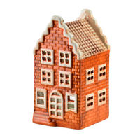 LED-LATERNENHAUS Hytte Orange 7,5x7,5x14,5 cm Keramik - Orange, Keramik (7.5/14.5/7.5cm) - Mondex