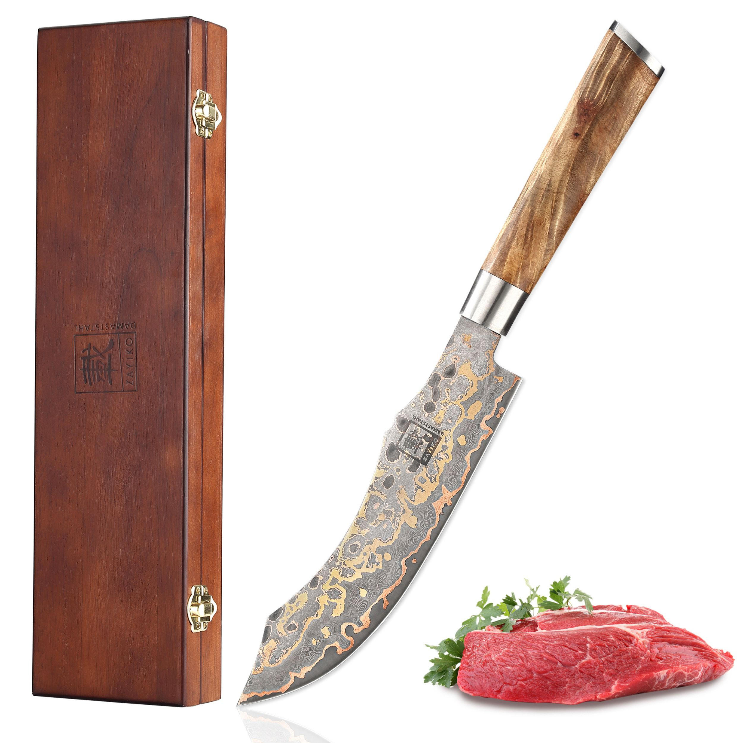 BLOCKMESSER 19 cm - Ahornfarben, Holz/Metall (33cm) - Zayiko