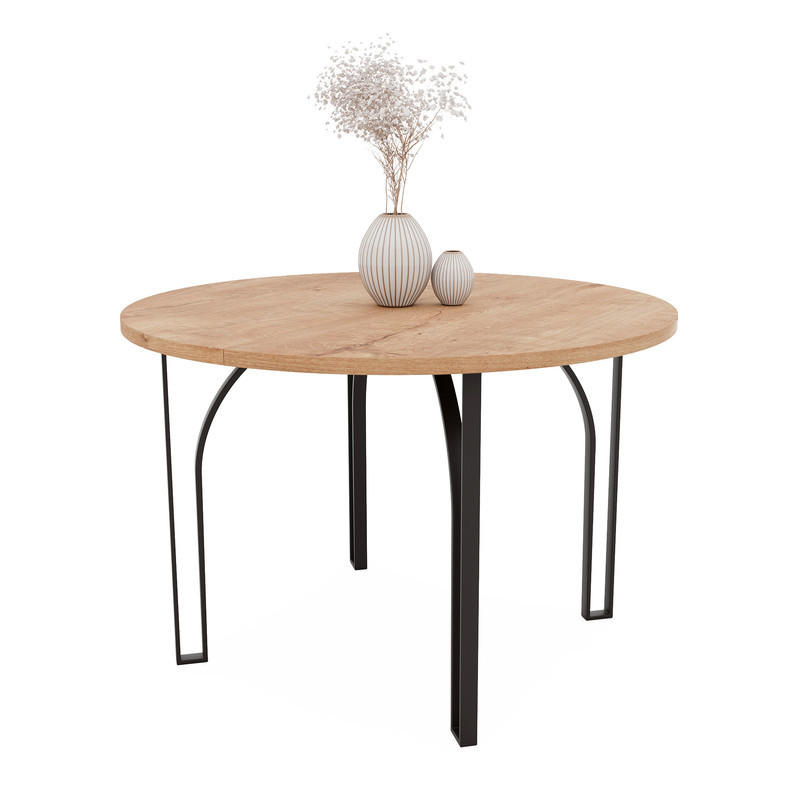 AUSZIEHTISCH ASTRO 100/76 cm, Schwarz / Eiche - Schwarz/Eiche San Remo, Holzwerkstoff/Metall (100/100/76cm) - Idohome
