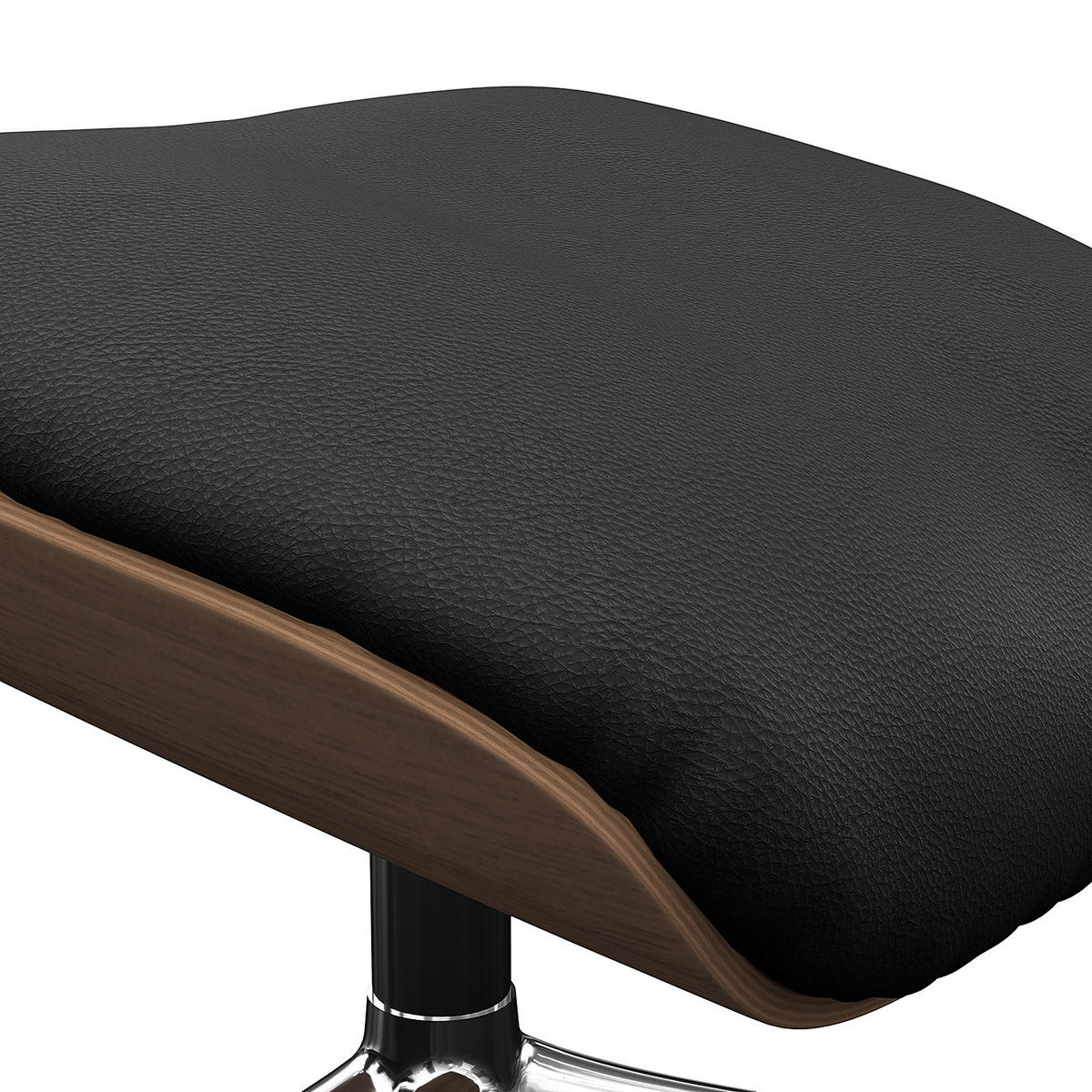 POLSTERHOCKER - Echtleder - Chromfarben/Schwarz, Leder/Holz (49/39/44cm) - home24