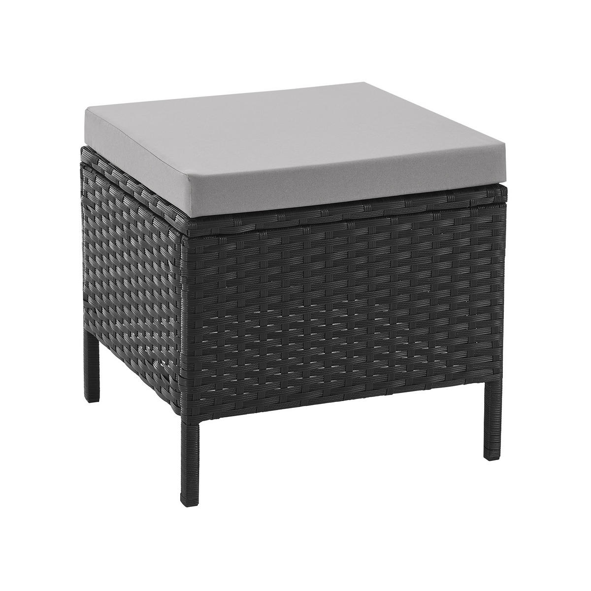 RATTAN-LOUNGE Madison - Schwarz/Grau, Kunststoff - SVITA