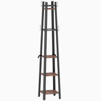STANDGARDEROBE mit 8 Haken und 4 Ablagen, Industrial-Look, 34,8/34,8/179 cm - Braun, Holz (34.8/179/34.8cm) - BEAOK