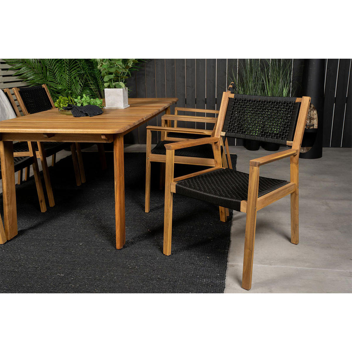 GARTENSTUHL 2ER-SET Little Polyester Schwarz - Schwarz, Textil (58/88/64cm) - ebuy24