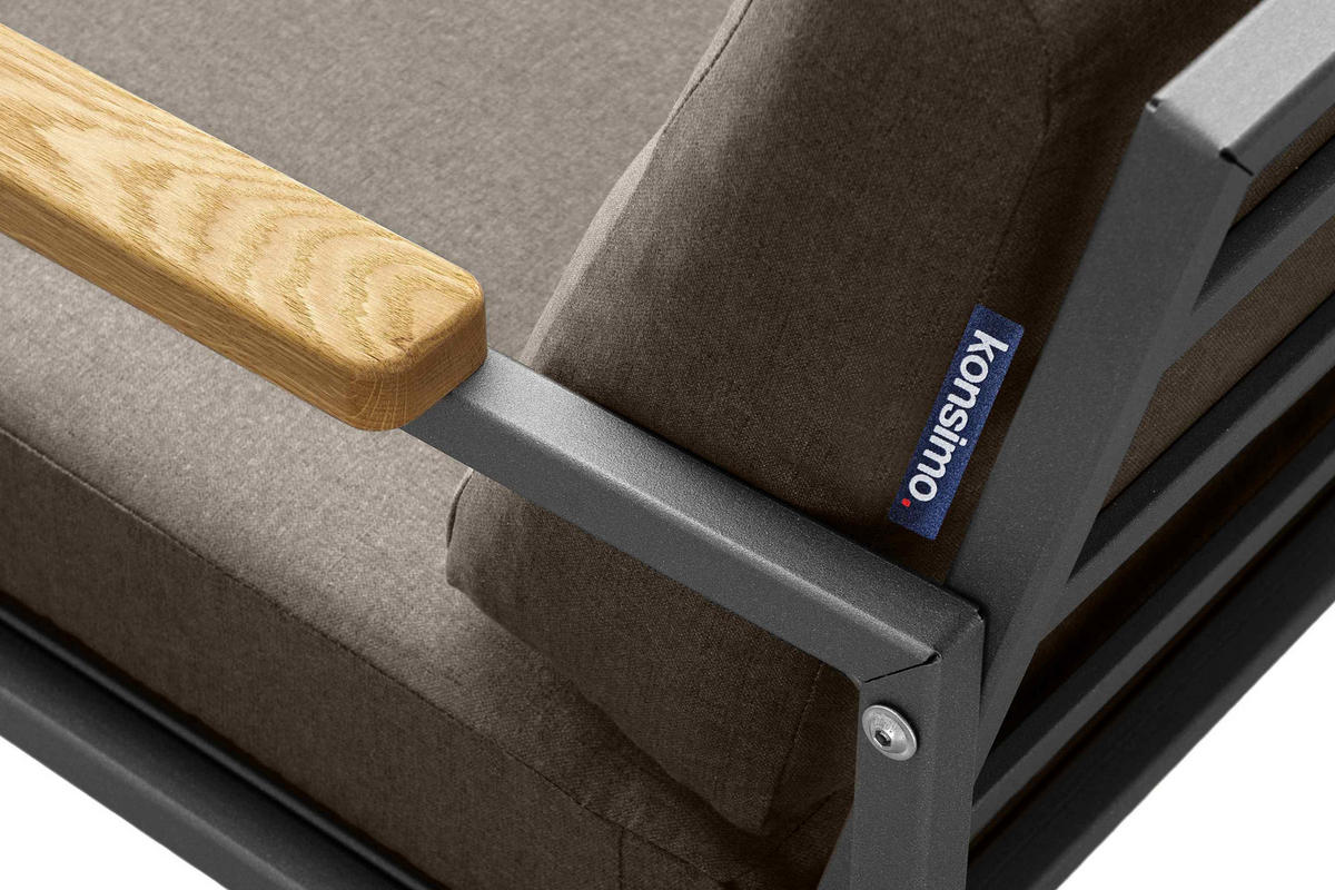 GARTENSET TRIBO Industriestil für 4 Personen, Anthrazitfarbenes - Anthrazit/Beige, Metall - KONSIMO®