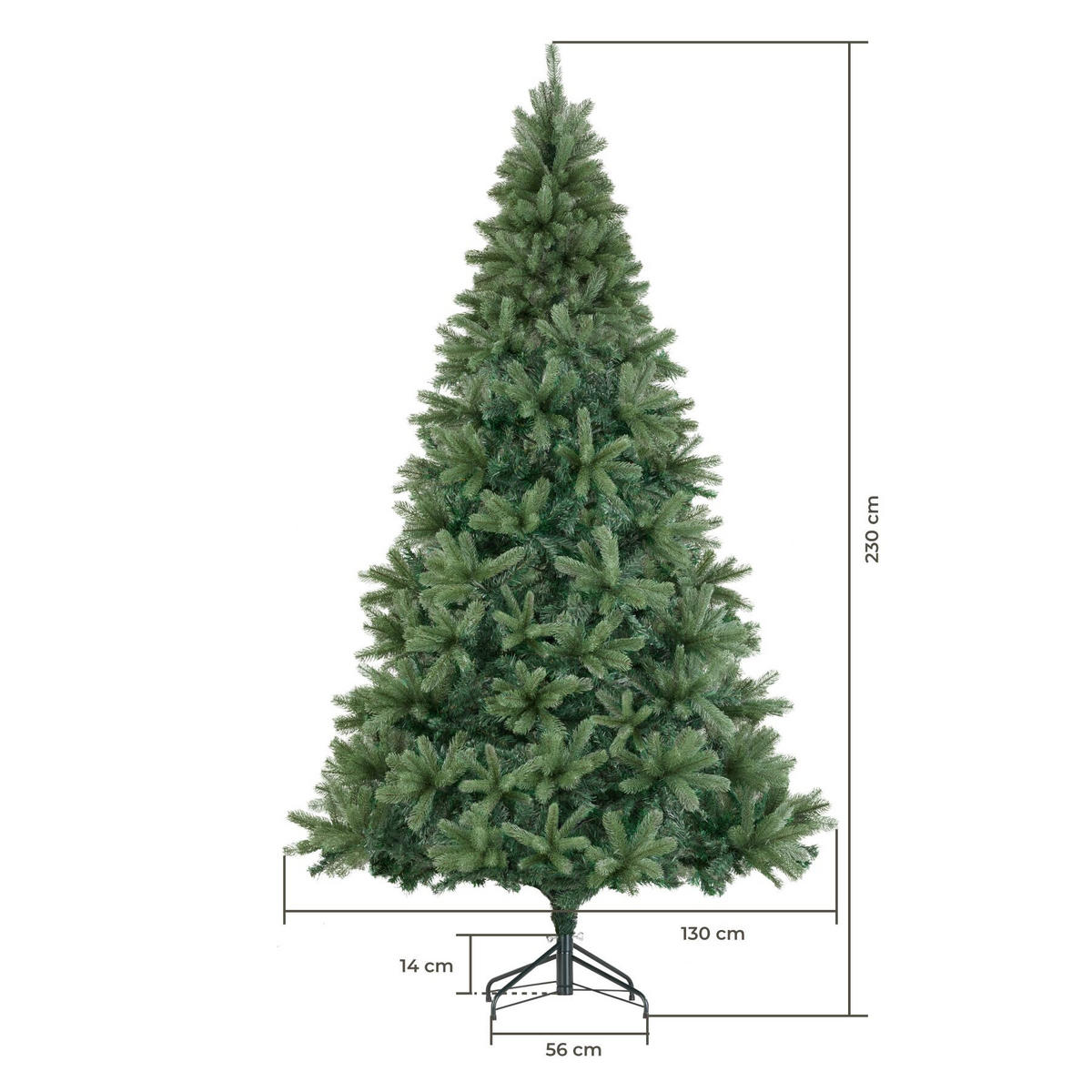 WEIHNACHTSBAUM Prancer, pulverbeschichteter Metallständer mit Kunststoffkappen, grün - Grün, Kunststoff (230cm) - tectake