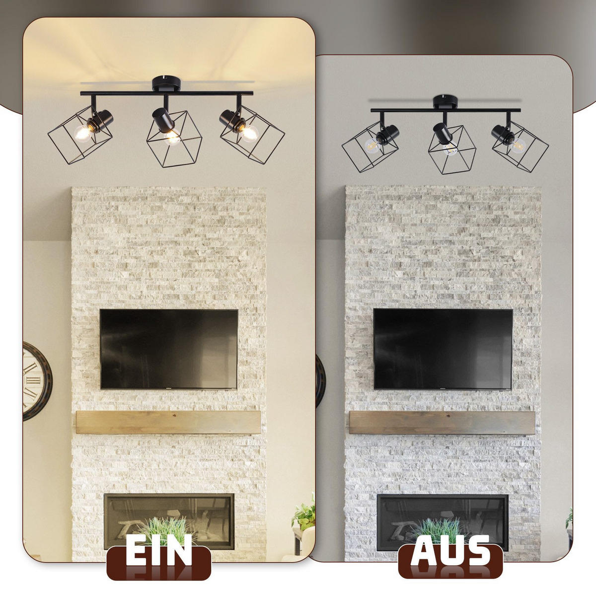 STRAHLER Fürth 3-flammig 48/10/17 cm - Schwarz, Metall (48/10/17cm) - Nettlife