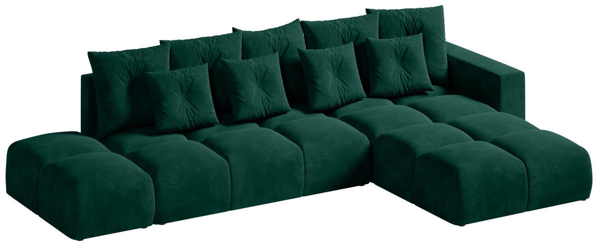 ECKSOFA mit Schlaffunktion RAMIRO Grün - Dunkelgrün, Textil (325/185cm)