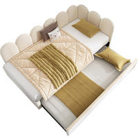 KINDERBETT Polsterbett 90/200 cm aus Samt mit Ausziehbett Beige - Beige, Textil (90/200cm) - Modenvie