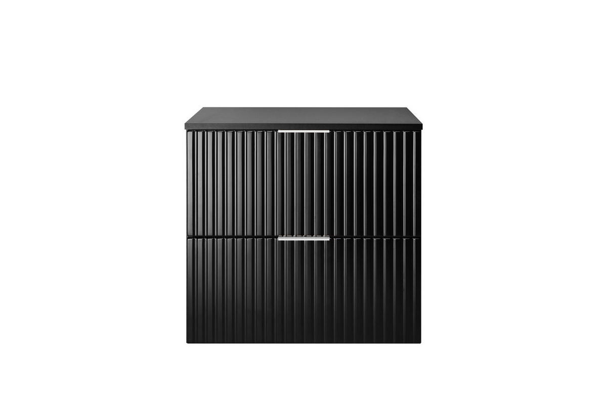 WASCHBECKUNTERSCHRANK, Schwarz, 60 x 57 x 46 cm, silberner Griff + Arbeitsplatte - Silberfarben/Schwarz, Holzwerkstoff (60/57/46cm) - 3XE LIVING