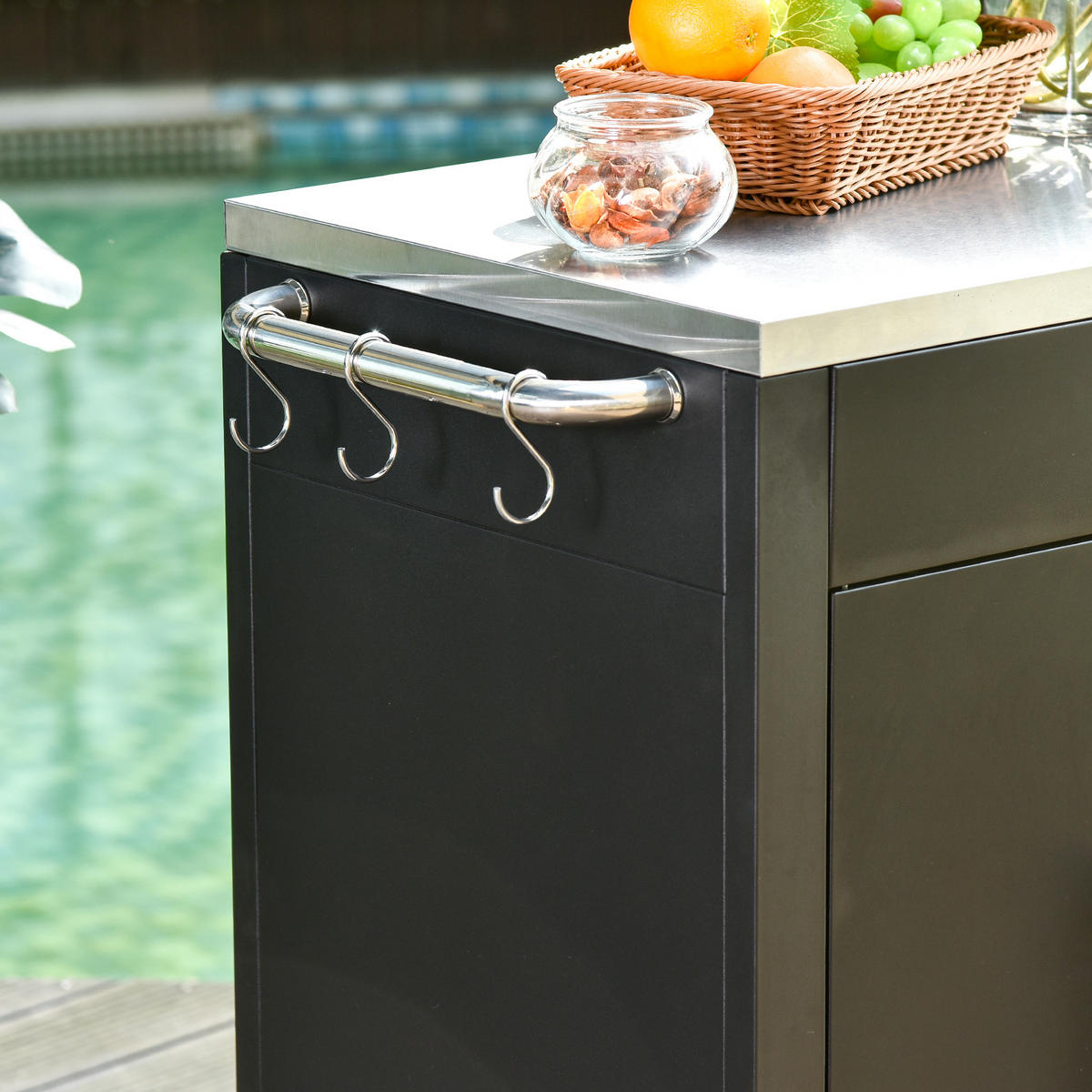 KÜCHENWAGEN, Eisen, Edelstahl, Schwarz - Schwarz, Metall (50/86.5/86cm) - HOMCOM