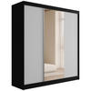 KLEIDERSCHRANK mit Spiegel V2-PRESTIG 215x200 cm - Schwarz|Weiß - Schwarz/Weiß, Holzwerkstoff (200/215/61cm) - ALTDECOR