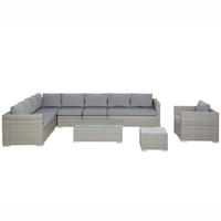 LOUNGE-SET 8-Sitzer hellgrau linksseitig modular Auflagen grau XXL - Hellgrau/Grau, Kunststoff - Beliani