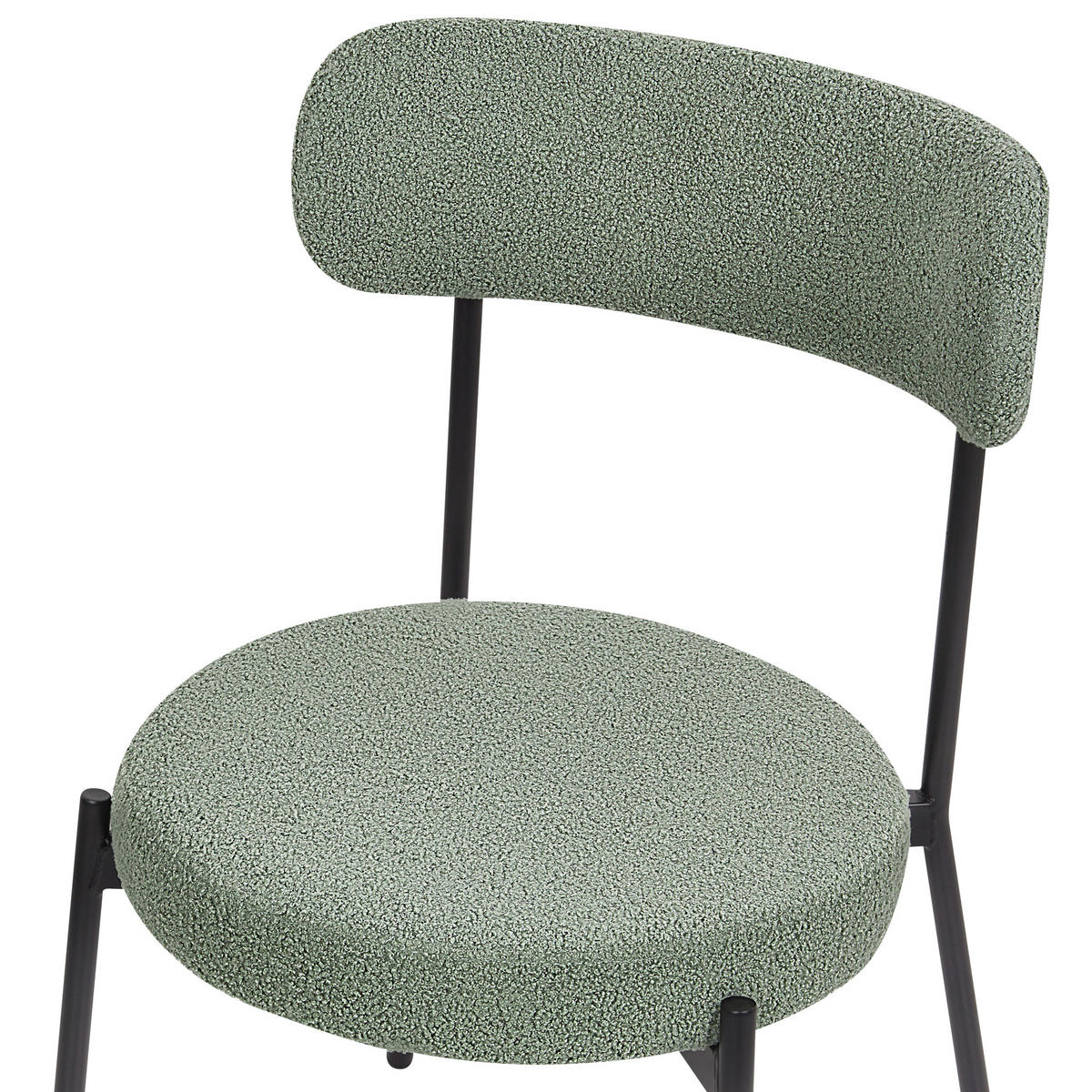 ESSZIMMERSTUHL 2er-Set Bouclé Hellgrün Allison - Schwarz/Grün, Textil (47/77/52cm) - Beliani