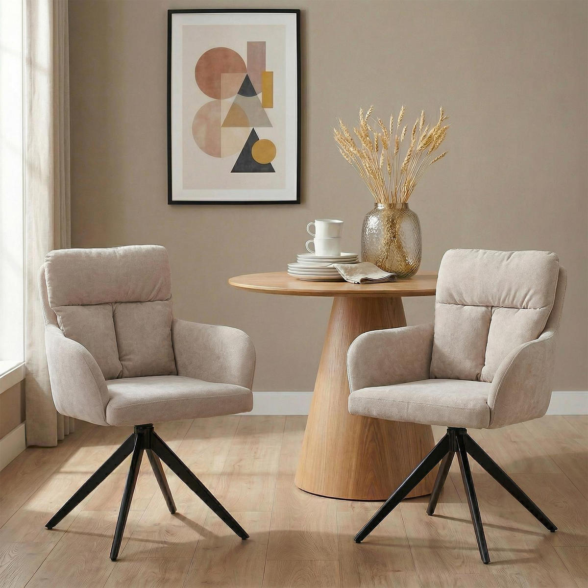 ESSZIMMERSTÜHLE ELARA 2er-Set beige - Beige, Textil (58/87/63cm) - IDIMEX