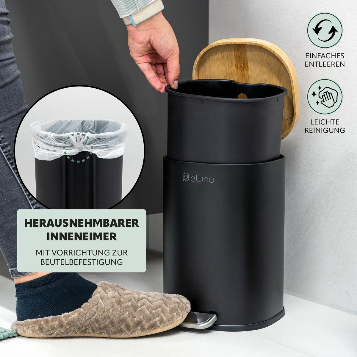 BADEZIMMER-SET FRAMURA 2tlg., schwarz - Schwarz, Metall (18.5/27.5/23cm) - eluno