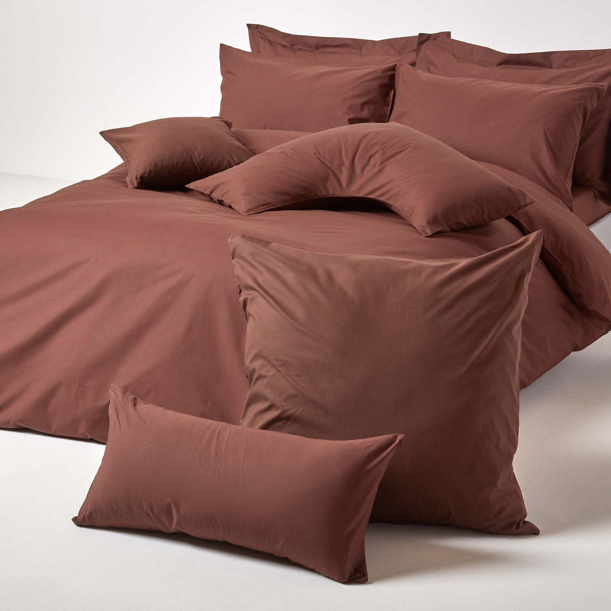 KISSENBEZUG Perkal, Ägyptische Baumwolle, Fadendichte 200 - Braun, Textil (48/74cm) - Homescapes