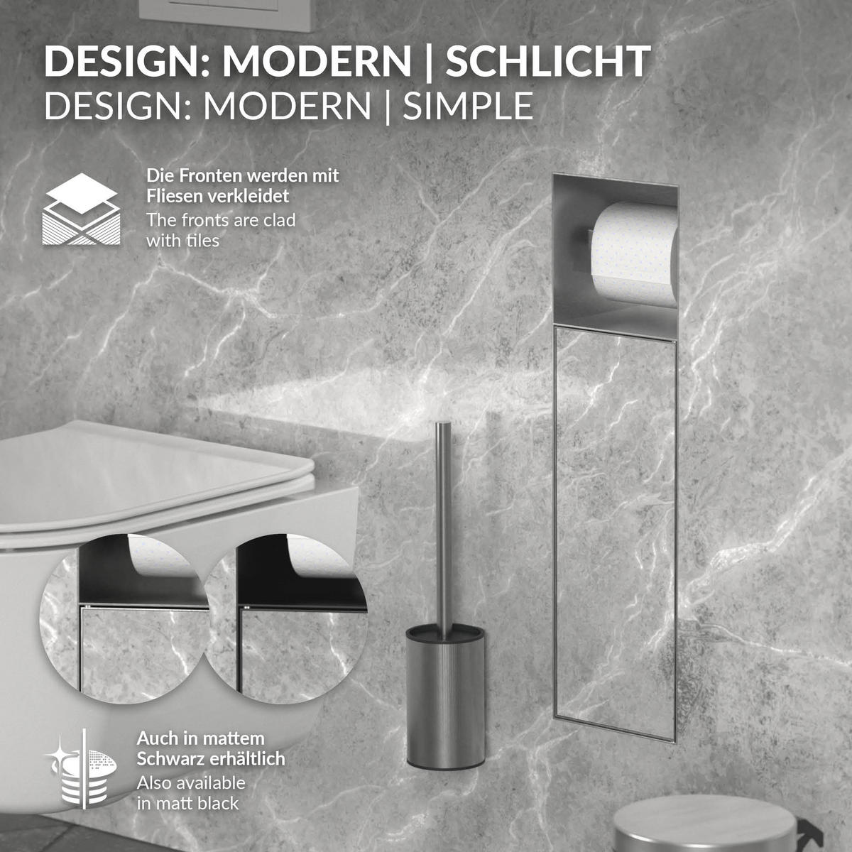 ZÁVĚSOVÝ SKŘÍŇOVÝ MODUL WC z nerezové oceli, stříbrný, 60 x 20 x 14 cm - stříbrná, kov (14/60/20cm) - LuxeBath