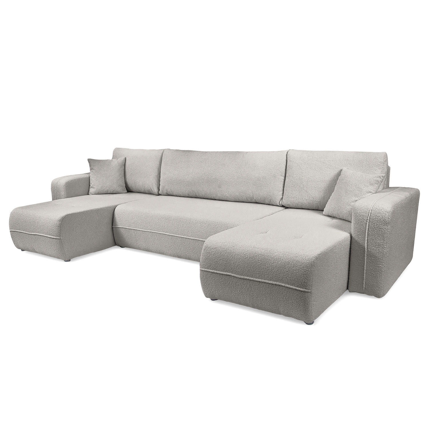 WOHNLANDSCHAFT - Hellgrau/Schwarz, Kunststoff/Textil (312/82/145cm) - home24