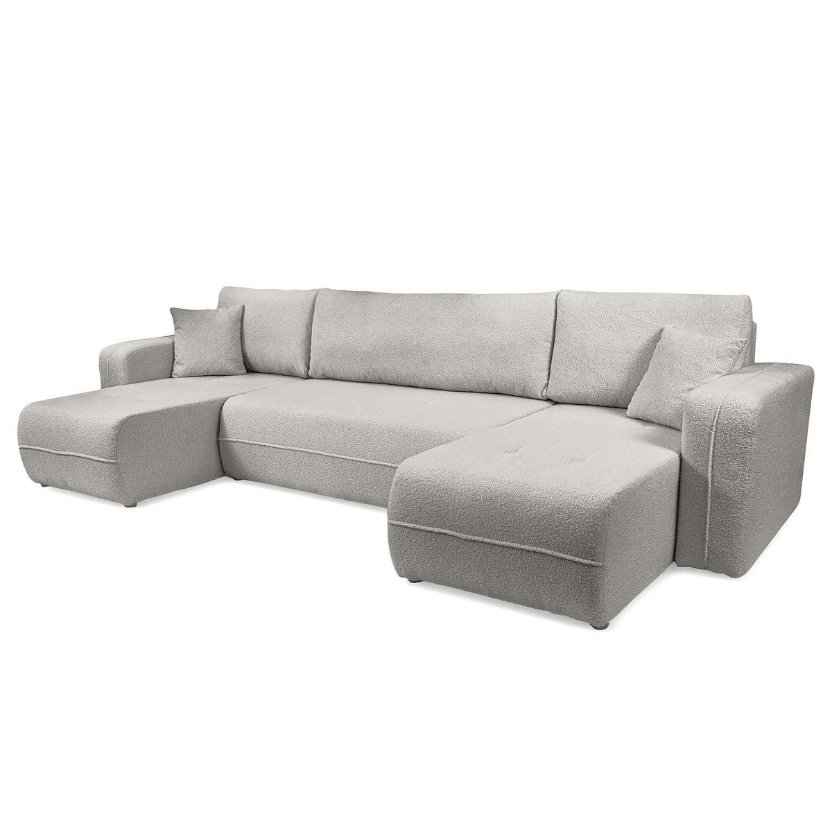 WOHNLANDSCHAFT - Hellgrau/Schwarz, Kunststoff/Textil (312/82/145cm) - home24