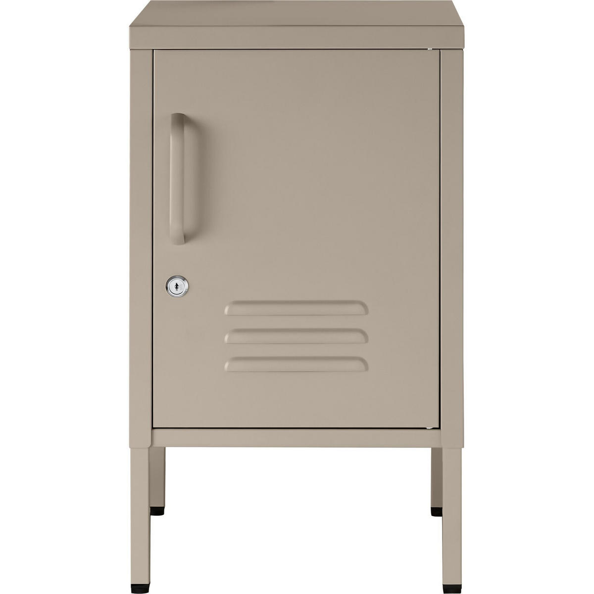 NACHTSCHRANK Baker, Kippschutz, höhenverstellbare Füße, taupe - Taupe, Metall (35/60.5/42.5cm) - tectake