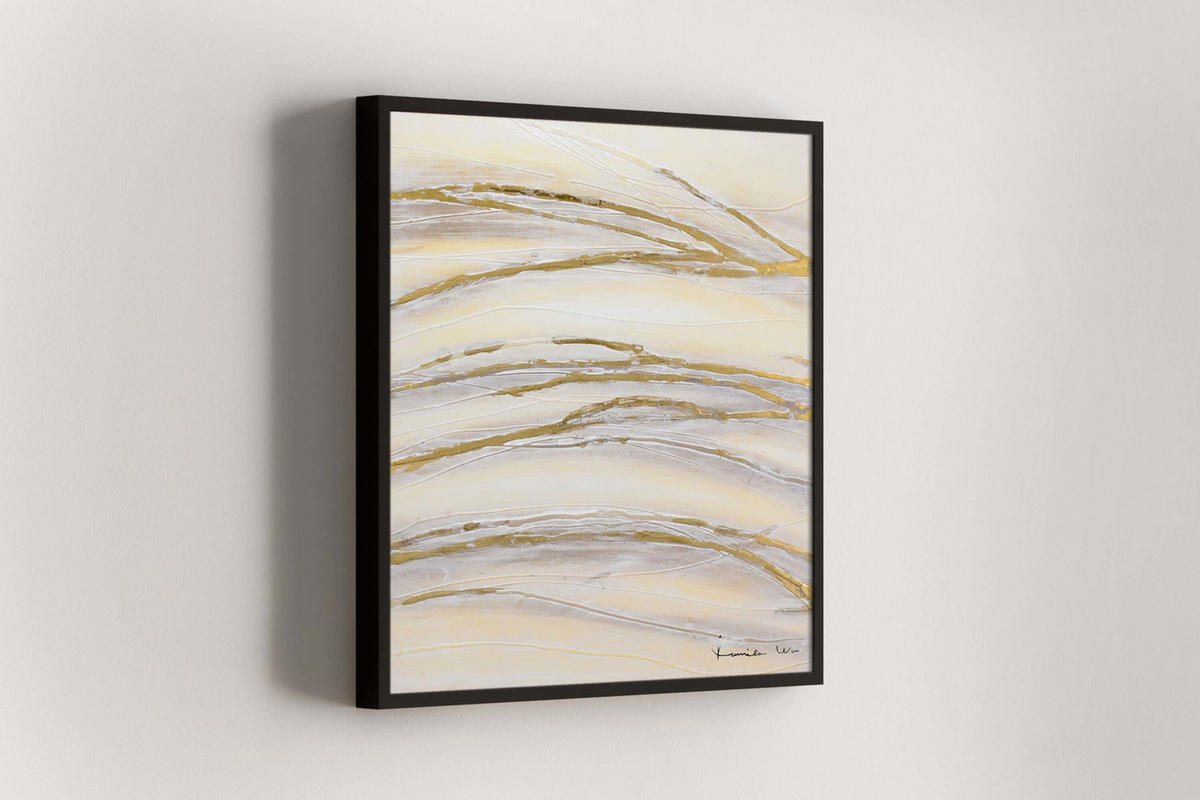 ACRYLBILD HANDGEMALT 80/80 cm - Goldfarben, Holz/Textil (1.48/80cm) - KUNSTLOFT