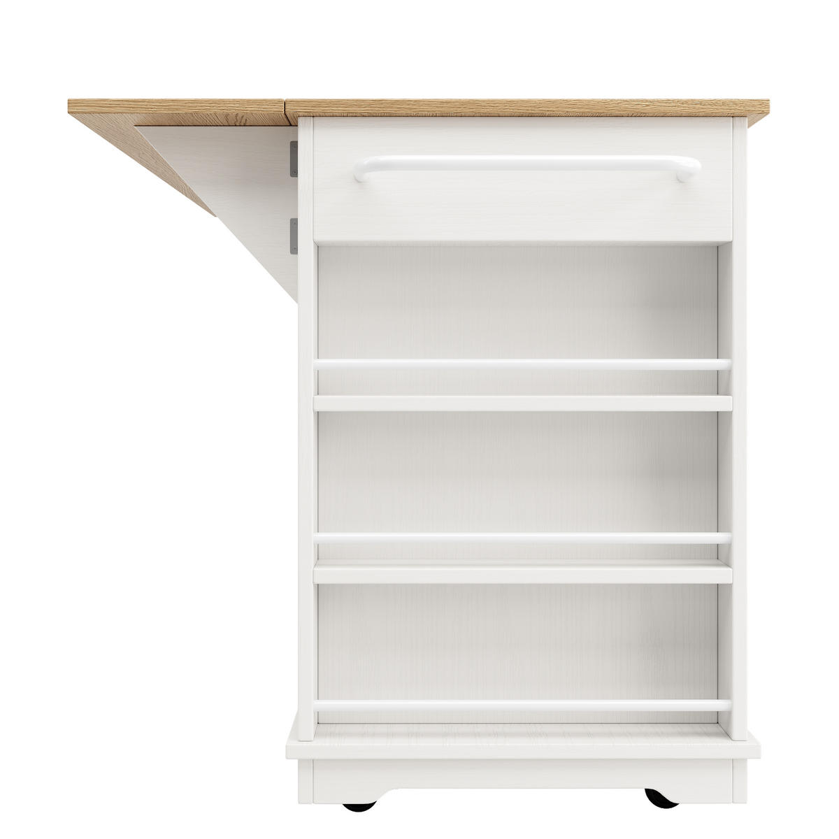 KÜCHENINSEL 151.5x85x91.7cm Weiß mit Klapptisch & Glastüren - Weiß, Holzwerkstoff (151.5/91.7/85cm) - Modfu