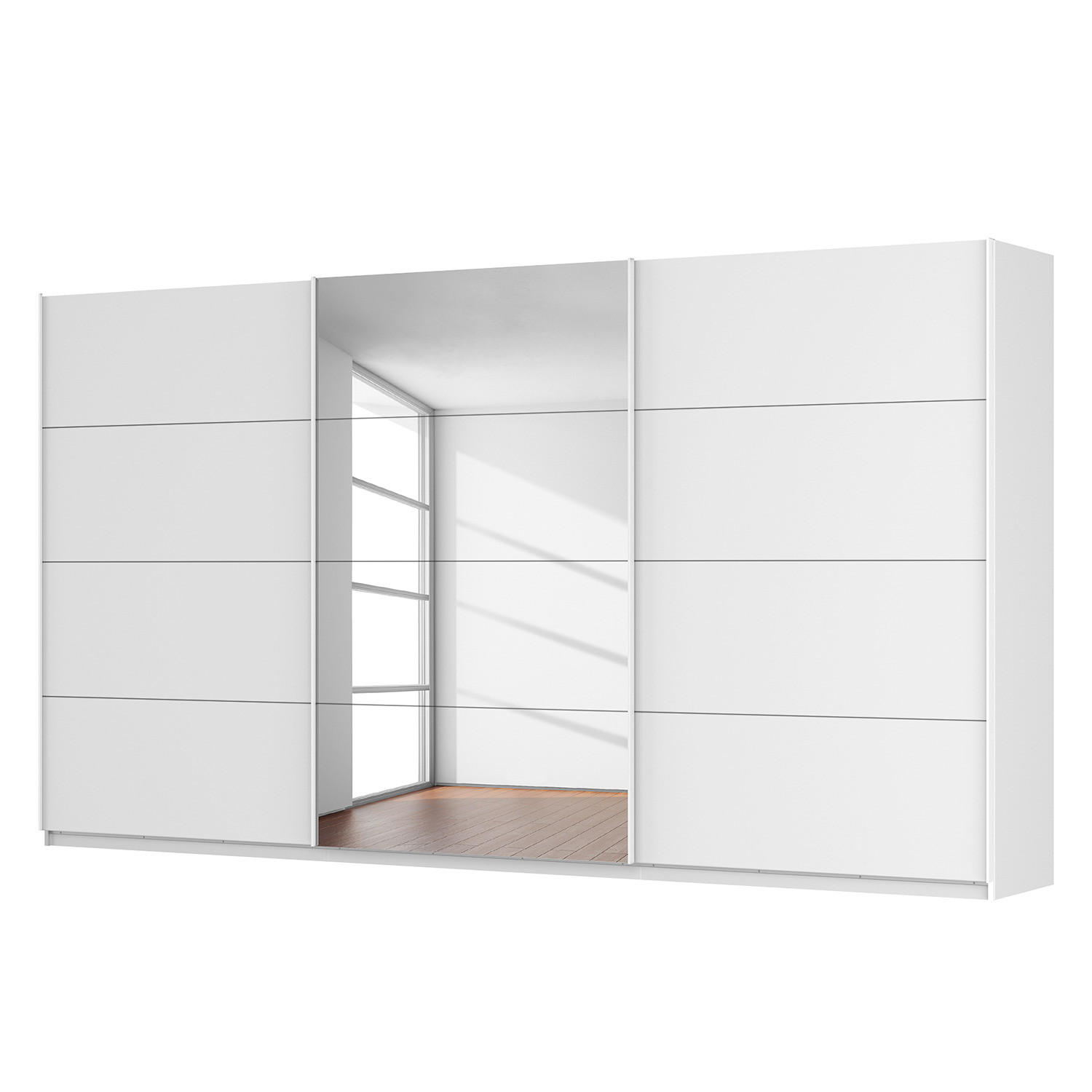 SCHWEBETÜRENSCHRANK - Weiß, Glas/Holzwerkstoff (405/222/68cm) - home24