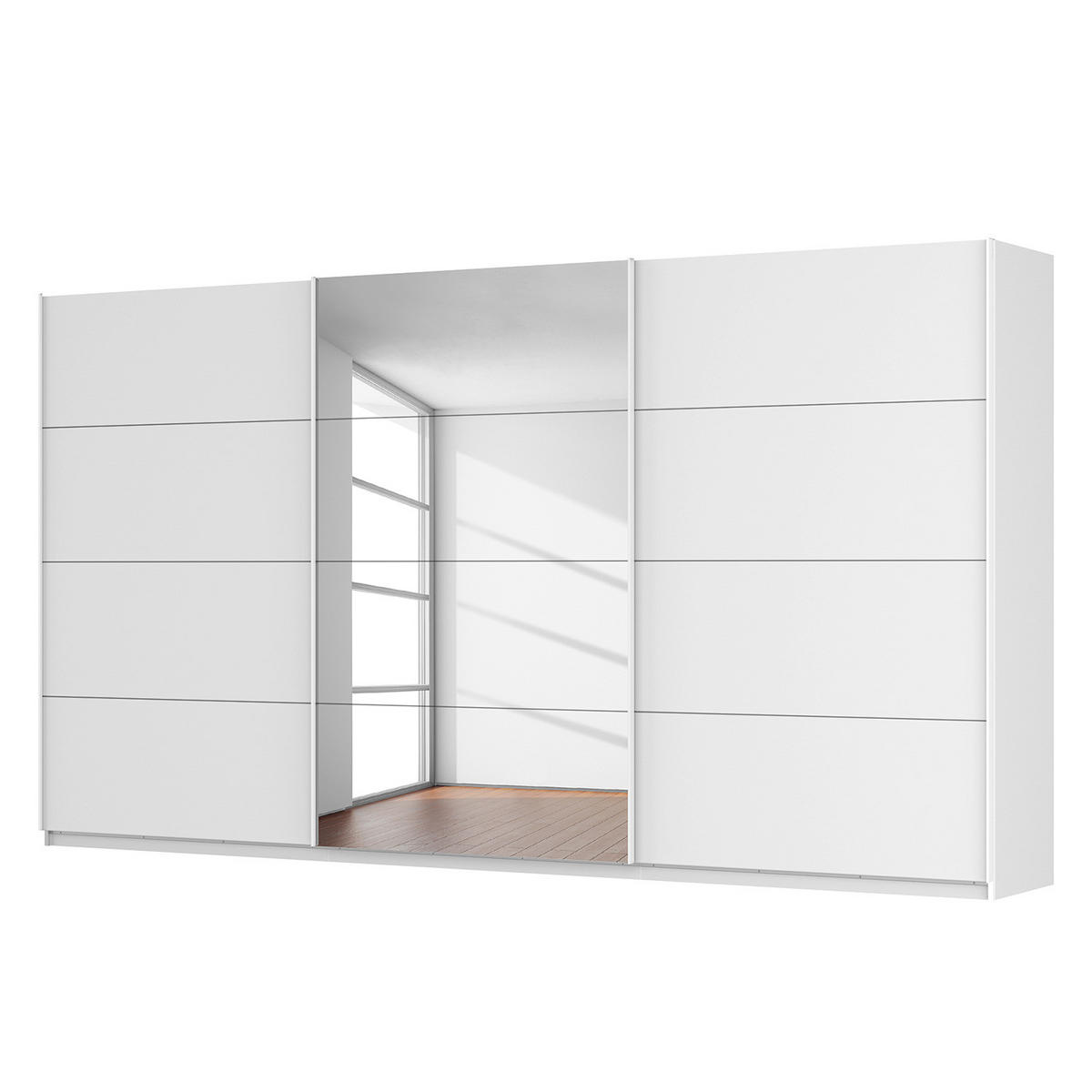 SCHWEBETÜRENSCHRANK - Weiß, Glas/Holzwerkstoff (405/222/68cm) - home24