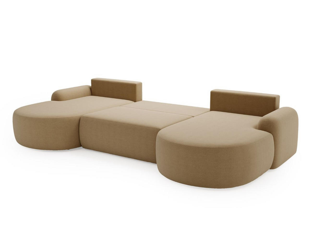 ECKSOFA Aurio U Bouclé-Stoff Hellbraun - Hellbraun/Schwarz, Kunststoff/Textil (347/177cm) - Graingold