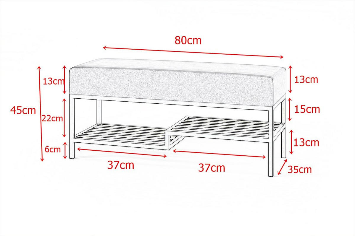 SITZBANK Posso 80 × 45 cm Weiß/Beige - Weiß, Metall (80/45/35cm) - Design Möbel
