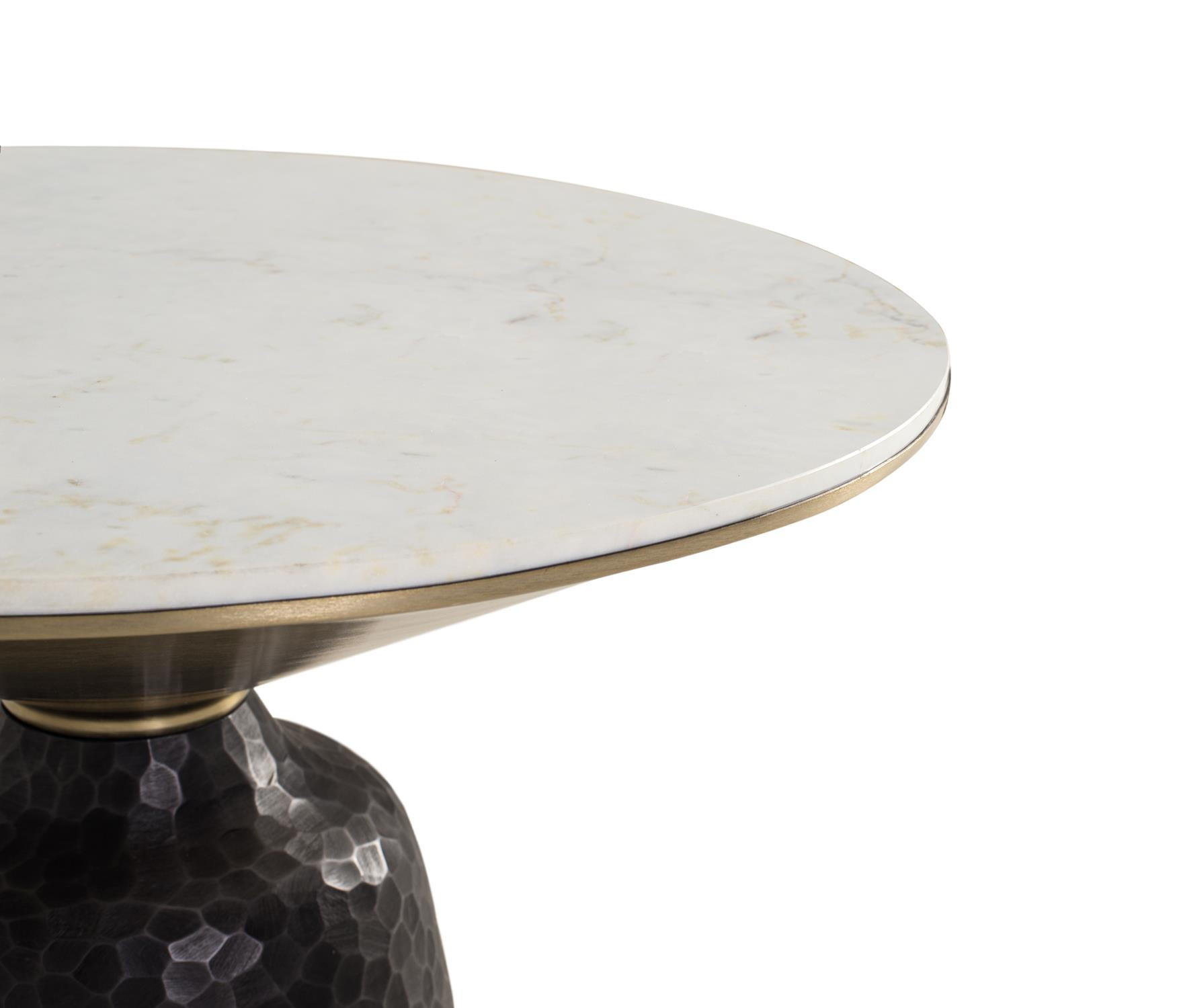 COUCHTISCH aus weißem Marmor und schwarzem Metall - Goldfarben, Metall (50/50/52cm) - Giner y Colomer