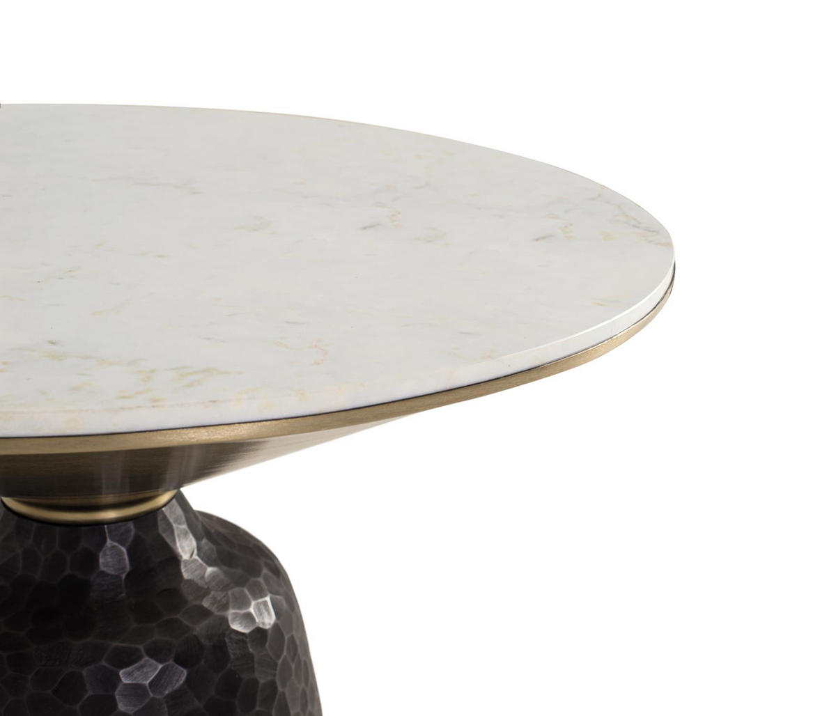 COUCHTISCH aus weißem Marmor und schwarzem Metall - Goldfarben, Metall (76/76/45cm) - Giner y Colomer