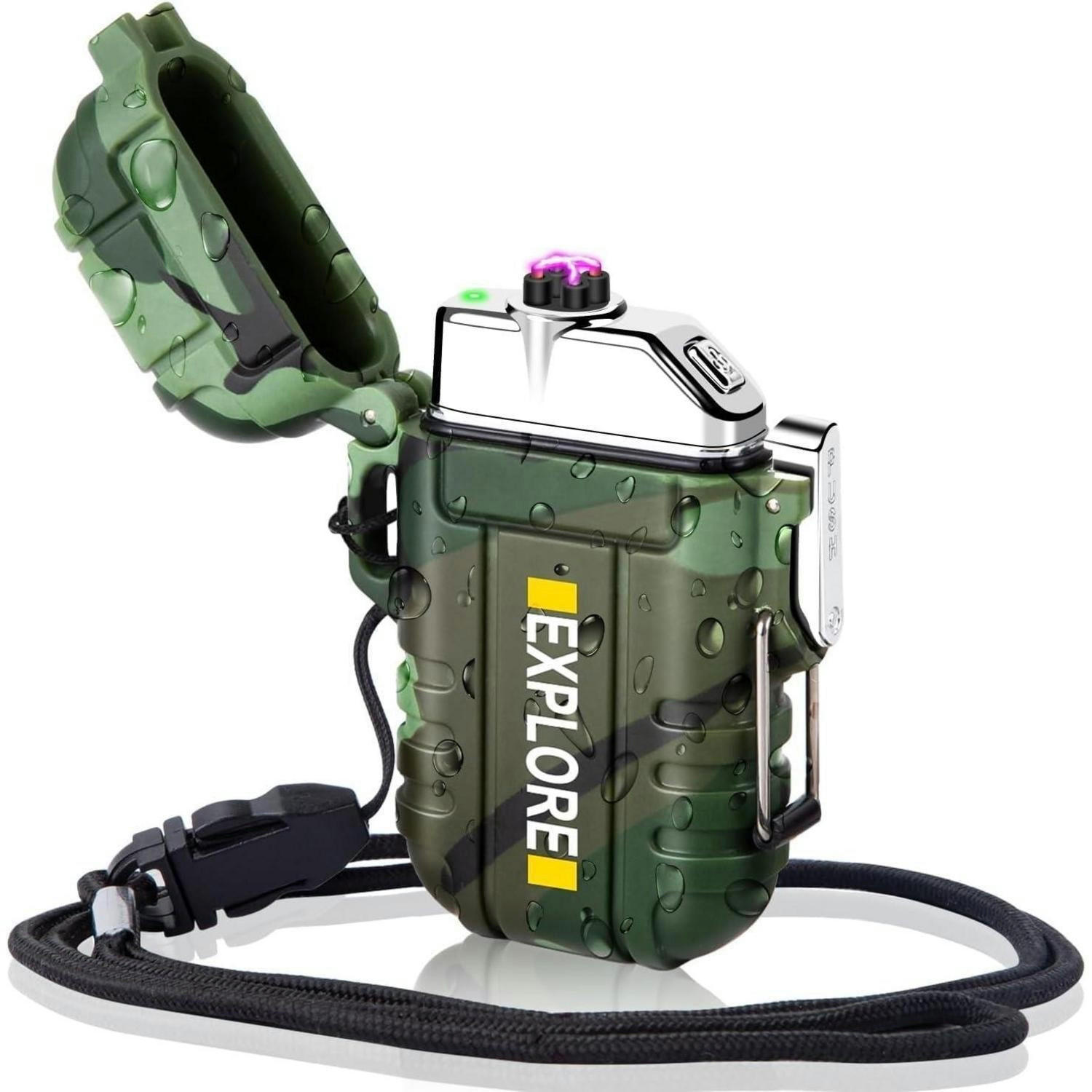 FEUERZEUG Elektrisch Wasserdicht Winddicht USB Wiederaufladbar Tarnung - Multicolor, Kunststoff (11.9/4.6/17.8cm)