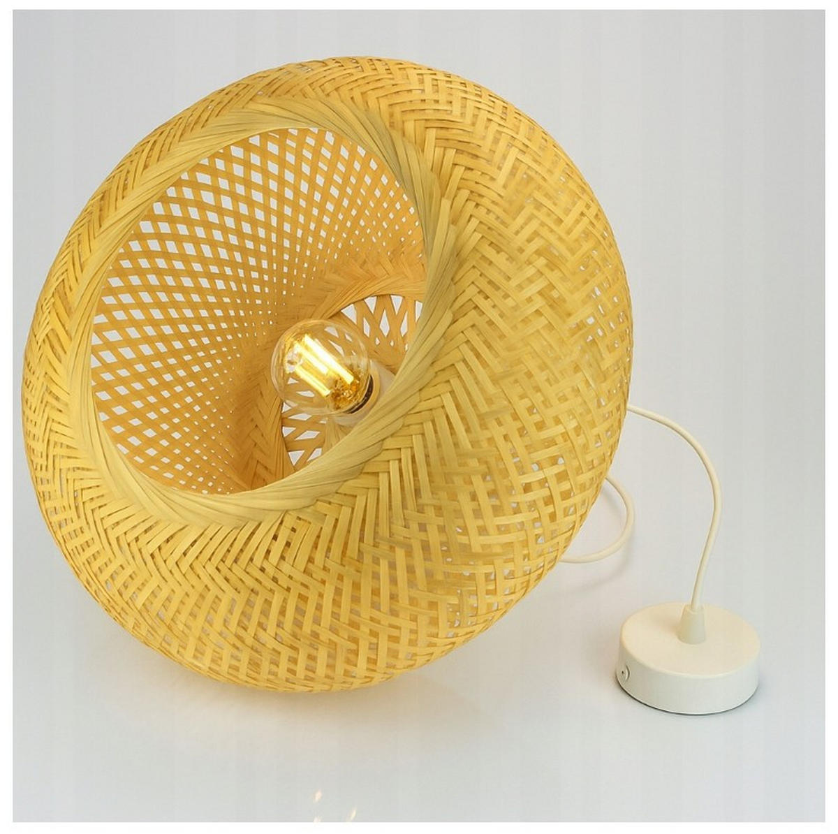 PENDELLEUCHTE BOHO - Beige/Weiß, Holz/Metall (40/40/105cm) - kiki design