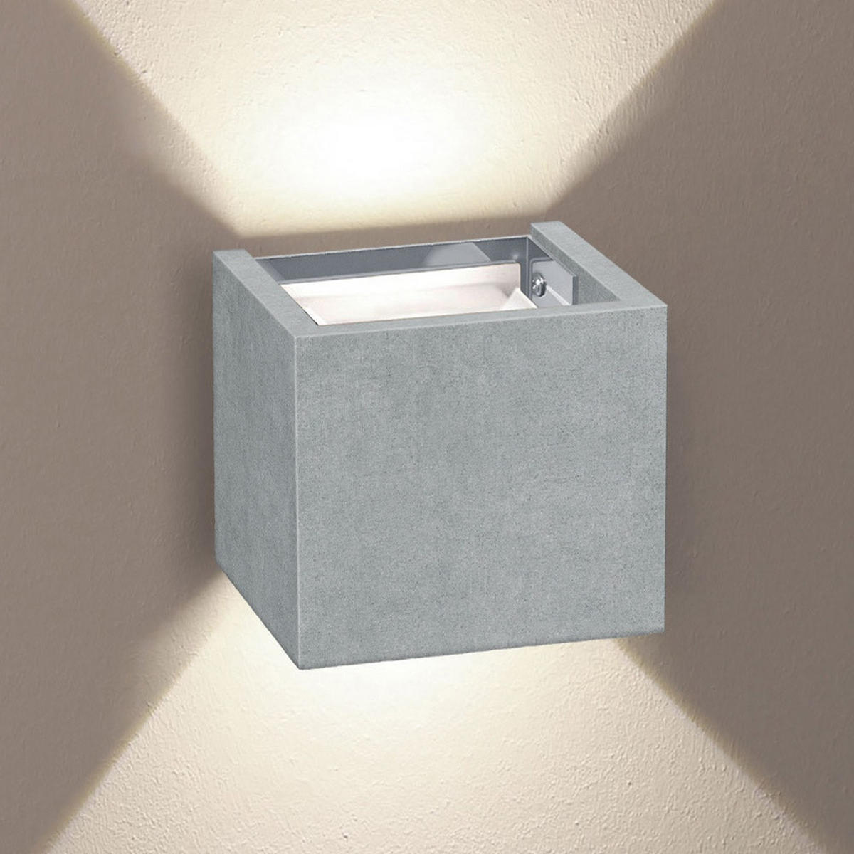 LED-WANDLAMPE Ixa Beton Quadratisch - Grau, Metall (10/10/10cm) - s.luce