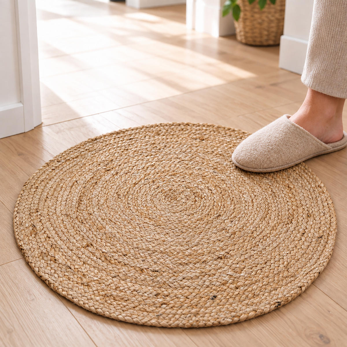TEPIH prirodna okrugli juta ručno tkan 60 cm - svijetlo bež, tekstil (60/60cm) - Relaxdays