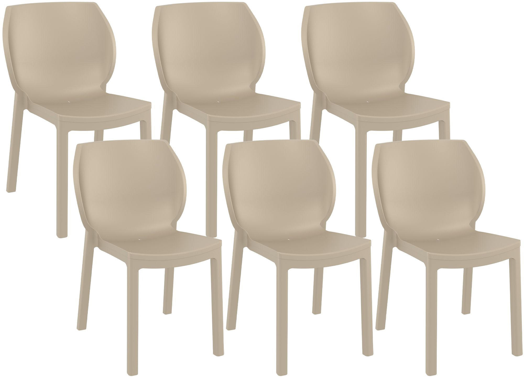 GARTENSTUHL 6 Kunststoff Taupe - Taupe, Kunststoff (58/80/59cm) - CLP