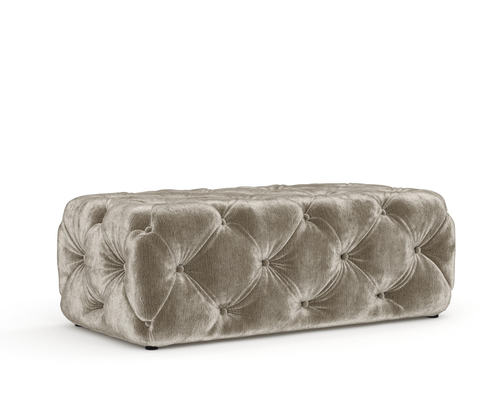POUF Cosimo Beige Chenille - Beige/Schwarz, Holz/Holzwerkstoff (130/39/65cm) - Maison de Reve