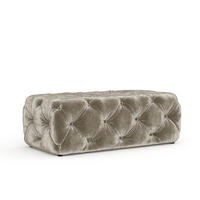 POUF Cosimo Beige Chenille - Beige/Schwarz, Holz/Holzwerkstoff (130/39/65cm) - Maison de Reve