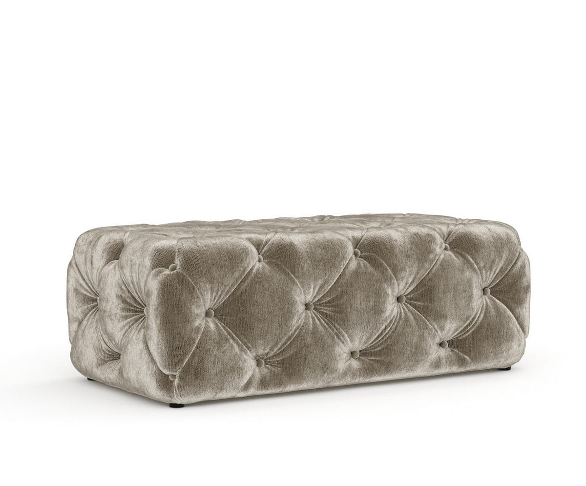 POUF Cosimo Beige Chenille - Beige/Schwarz, Holz/Holzwerkstoff (130/39/65cm) - Maison de Reve