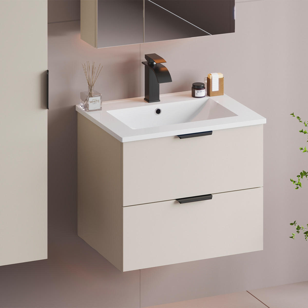 WASCHTISCHUNTERSCHRANK 60cm Astrid Kaschmir - Beige, Holzwerkstoff (60/50/45.8cm) - Petits-meubles