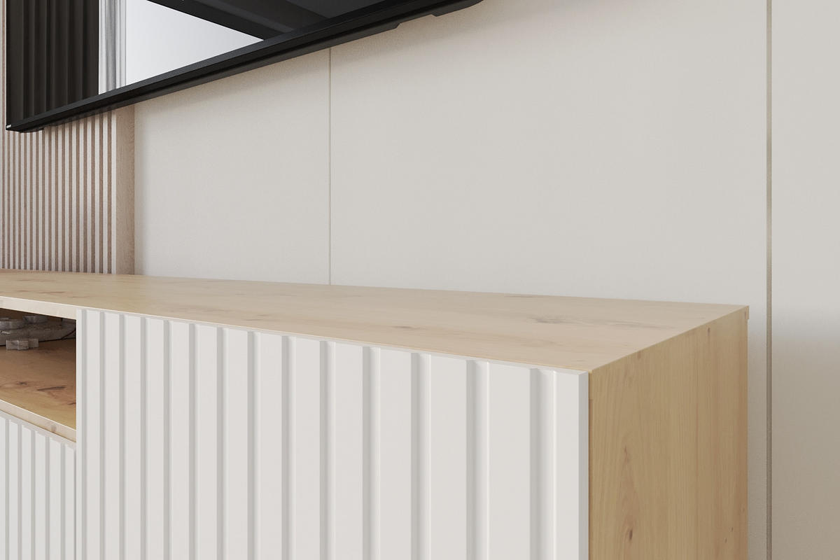 LOWBOARD KITO-S 200x53x41 cm - Artisan / Weiß - Schwarz/Weiß, Holzwerkstoff (200/53/41cm) - ALTDECOR