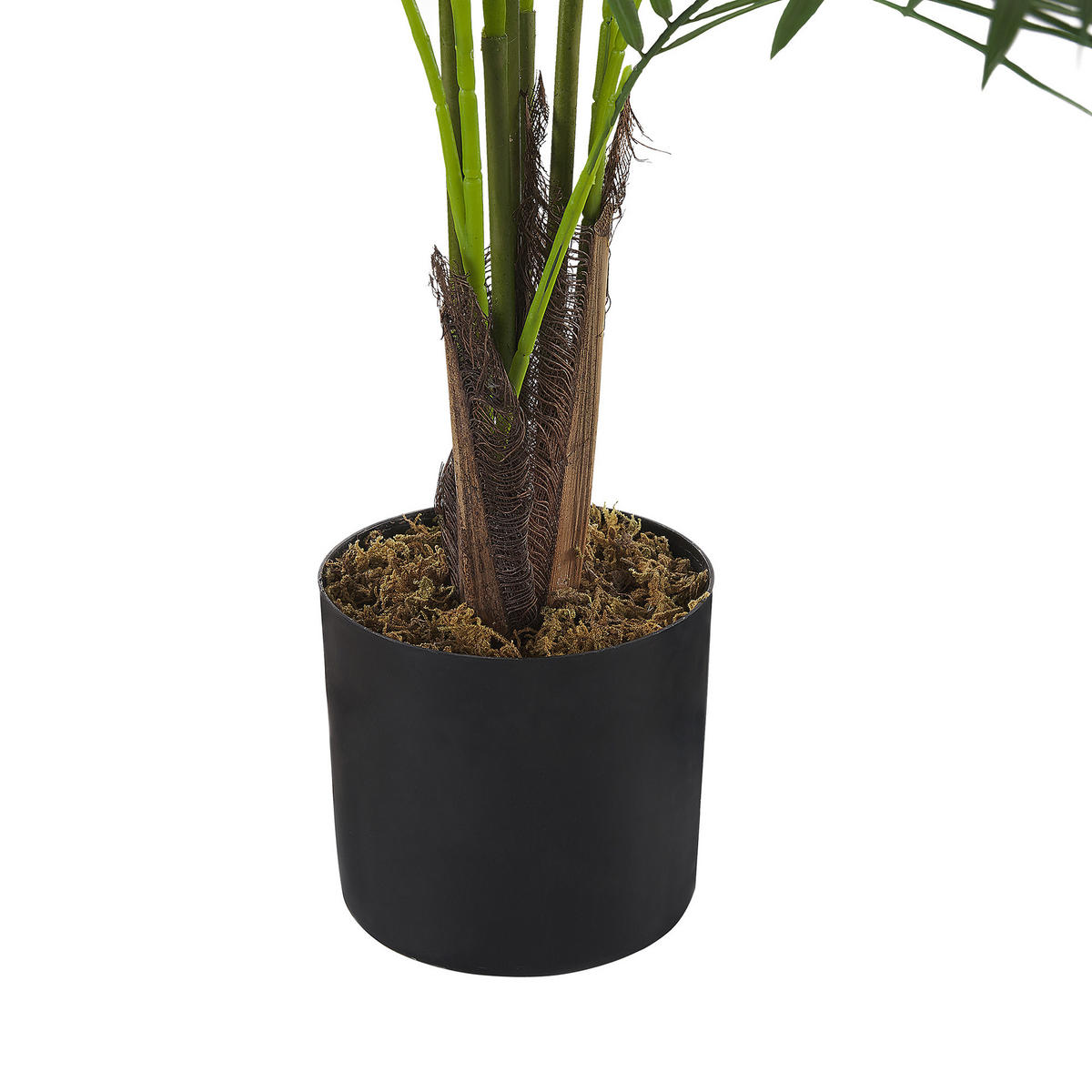 KONSTVÄXT i blomkruka 124 cm grön/svart Areca Palm - Grön/Svart, Plast (124cm) - Beliani