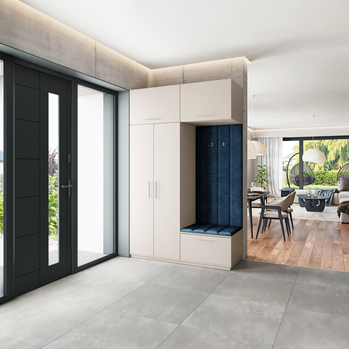 GARDEROBENSCHRANK REMA 150/240/60 cm Modern Garderobe-Set Kaschmir - Kaschmir/Blau, Holzwerkstoff (150/240/60cm) - MASSENO