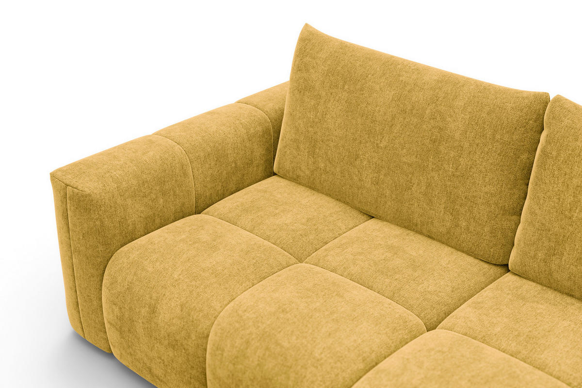 ECKSOFA VERONA 3-Sitzer rechts, Gelb - Gelb/Schwarz, Holz/Textil (224/173cm) - Courtois Laville